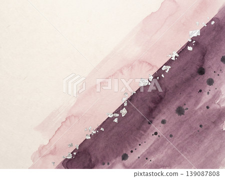 A Japanese modern style background featuring diagonally arranged pale pink watercolors and shimmering silver foil. A Japanese modern style background featuring diagonally arranged pale pink watercolors and shimmering silver foil. 139087808