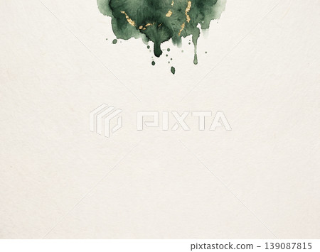 俯視視角背景,採用日本紙,頂部中央飾以綠色水彩和金箔。 俯視視角背景,採用日本紙,頂部中央飾以綠色水彩和金箔。 139087815