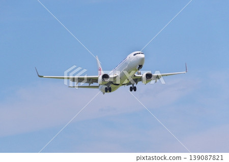 日本航空公司一架波音737-800客機正進場降落。 139087821