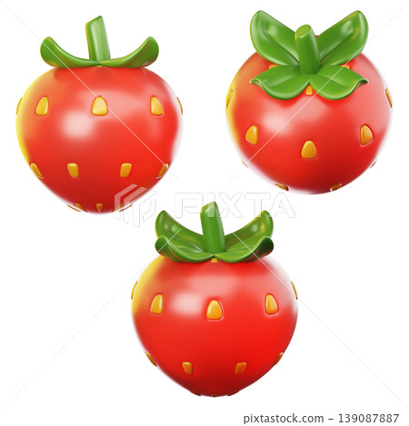 3D Icon fresh strawberries on three points of view. On transparent background. On transparent background. 3D illustration. High resolution 3D Icon fresh strawberries on three points of view. On transparent background. On transparent background. 3D illustration. High resolution 139087887