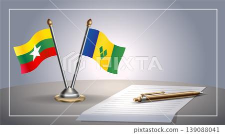 Small national flag of Myanmar and ST. Vincent Grenadines flag Relation, Template Vector Illustration Small national flag of Myanmar and ST. Vincent Grenadines flag Relation, Template Vector Illustration 139088041