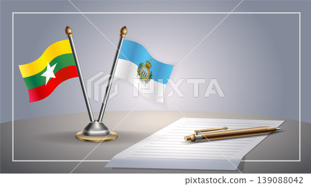 Small national flag of Myanmar and San Marino flag Relation, Template Vector Illustration Small national flag of Myanmar and San Marino flag Relation, Template Vector Illustration 139088042