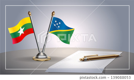 Small national flag of Myanmar and Solomon Islands flag Relation, Template Vector Illustration Small national flag of Myanmar and Solomon Islands flag Relation, Template Vector Illustration 139088053