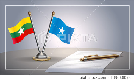 Small national flag of Myanmar and Somalia flag Relation, Template Vector Illustration Small national flag of Myanmar and Somalia flag Relation, Template Vector Illustration 139088054