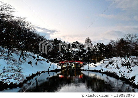 Takaoka Old Castle Park in winter: Asahi Bridge 139088076
