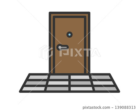 Illustration of a front door icon (line drawing in color) Illustration of a front door icon (line drawing in color) 139088313
