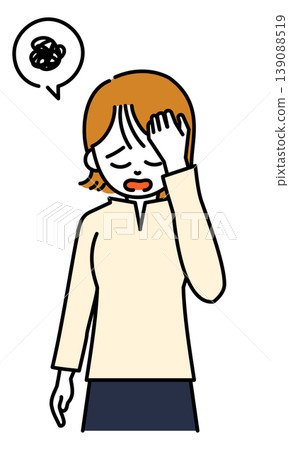 拿著她的頭的婦女的例證 拿著她的頭的婦女的例證 139088519