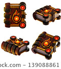 Game Asset. Fire magic book. Isolated on transparent background. 3D illustration. High resolution 139088861