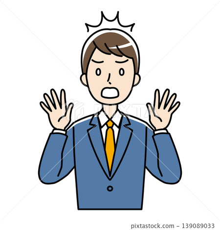 An illustration of a young man in a suit looking utterly astonished and shocked. An illustration of a young man in a suit looking utterly astonished and shocked. 139089033