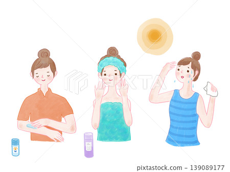 注重皮膚護理以保護自己免受紫外線傷害的女性。 139089177