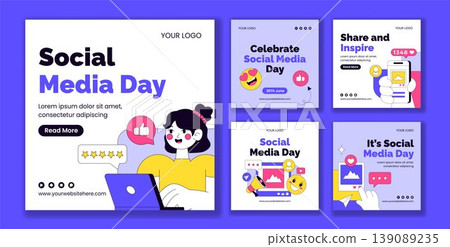 Flat Cartoon Hand Drawn Background Illustration Social Media Day Post Template Flat Cartoon Hand Drawn Background Illustration Social Media Day Post Template 139089235