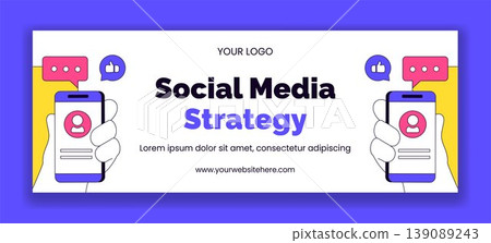 Flat Cartoon Hand Drawn Cover Background Social Media Day Template Illustration Flat Cartoon Hand Drawn Cover Background Social Media Day Template Illustration 139089243
