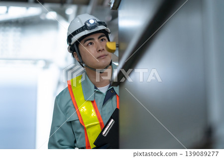 一名男工程師正在進行建築維護。照片由電波學園東京電子專門學校提供。 139089277