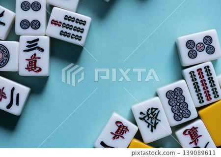 mahjong tiles lined up mahjong tiles lined up 139089611
