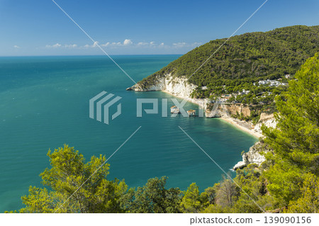 Gargano coastline vista with Mergoli Beach in Apulia, Italy Gargano coastline vista with Mergoli Beach in Apulia, Italy 139090156