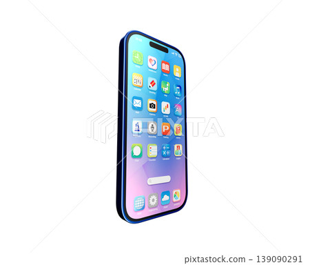 藍色智慧型手機，應用程式螢幕顯示 139090291