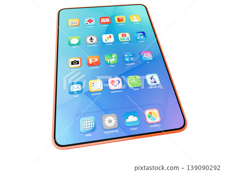 Tablet devices with colorful icons Tablet devices with colorful icons 139090292