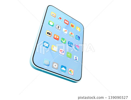 A tablet with colorful icons displayed. A tablet with colorful icons displayed. 139090327