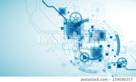 Abstract technological background with cogwheels and plexus effect. Vector Abstract technological background with cogwheels and plexus effect. Vector 139090357