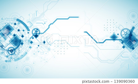 Abstract technological background with cogwheels and plexus effect. Vector Abstract technological background with cogwheels and plexus effect. Vector 139090360