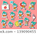 Cute girl illustration set (art) - with borders 139090455