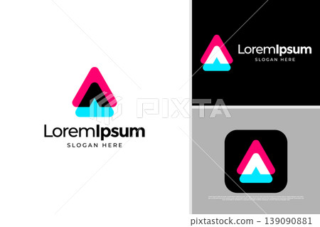 Geometric letter A media creative logo design. Initial A ad media logo design template Geometric letter A media creative logo design. Initial A ad media logo design template 139090881