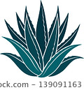 Vector illustration of blue cactus silhouette. 139091163