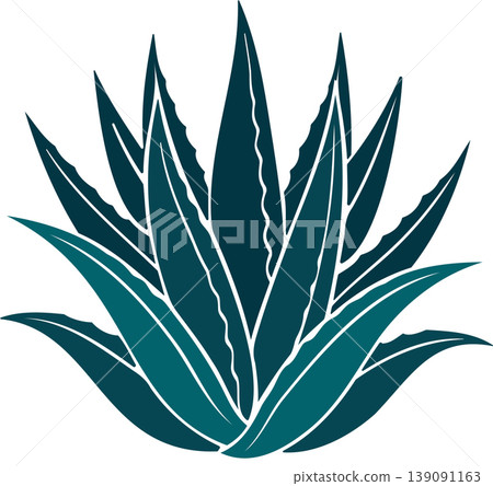 Vector illustration of blue cactus silhouette. 139091163