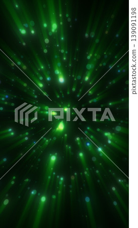 Green neon light rays and bokeh particles bursting from center on dark background, abstract speed tunnel for futuristic data, energy, and sci-fi motion effects Green neon light rays and bokeh particles bursting from center on dark background, abstract speed tunnel for futuristic data, energy, and sci-fi motion effects 139091198