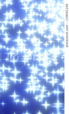 Abstract blue background with bright white starburst sparkles and soft glow, creating a dreamy festive sky effect with twinkling light flares 139091200