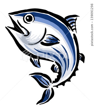 跳躍的鰹魚 - 手繪插圖，筆觸細膩 139091298