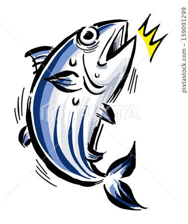 受驚的魚：鰹魚 - 手繪筆觸風格插畫 139091299