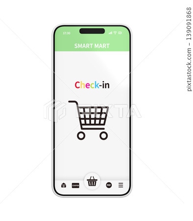 Smartphone app check-in screen. *The background is a photograph. Smartphone app check-in screen. *The background is a photograph. 139091868