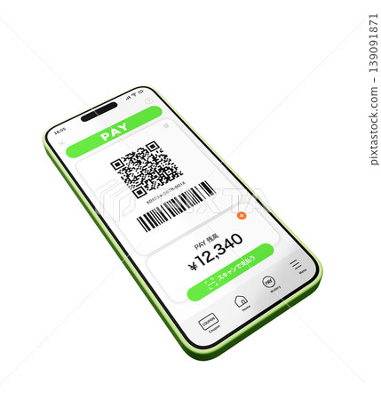 Tilted smartphone payment app screen Tilted smartphone payment app screen 139091871