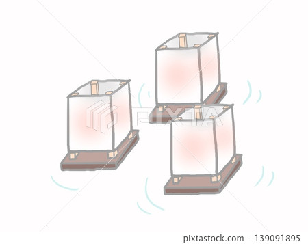 Illustration of a lantern floating on water Illustration of a lantern floating on water 139091895
