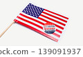 A View Of The American Flag With Midterm Elections Sticker , On A White Background 139091937