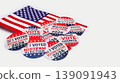 A View Of The American Flag With Midterm Elections Sticker , On A White Background 139091943
