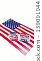 A Vertical View Of The American Flag With Midterm Elections Sticker , On A White Background 139091944