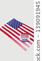A Vertical View Of The American Flag With Midterm Elections Sticker , On A White Background 139091945