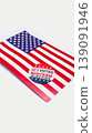 A Vertical View Of The American Flag With Midterm Elections Sticker , On A White Background 139091946