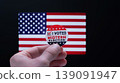 focus on Midterm election, Concept of 2026 American Midterm Elections. Midterm Election sign in front of US flag 139091947
