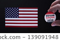 focus on Midterm election, Concept of 2026 American Midterm Elections. Midterm Election sign in front of US flag 139091948