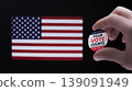 focus on Midterm election, Concept of 2026 American Midterm Elections. Midterm Election sign in front of US flag 139091949