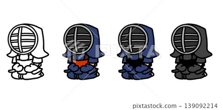 Tiny swordsman sitting in seiza position 139092214