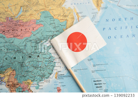 Bangkok, Thailand November, 2024 Japan flag on world map. Bangkok, Thailand November, 2024 Japan flag on world map. 139092233