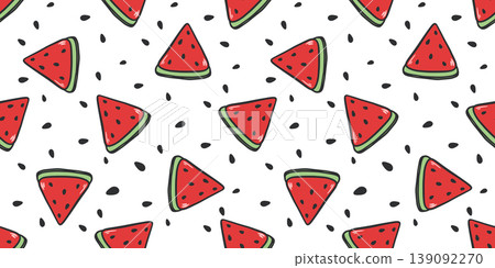 Seamless pattern with slices of juicy, ripe, delicious, sweet watermelon Seamless pattern with slices of juicy, ripe, delicious, sweet watermelon 139092270