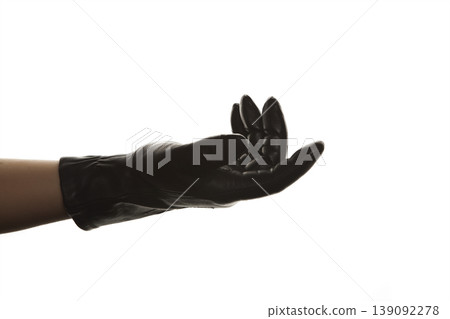Close Up of Female Hand in Leather Glove Studio Shot. Close Up of Female Hand in Leather Glove Studio Shot. 139092278