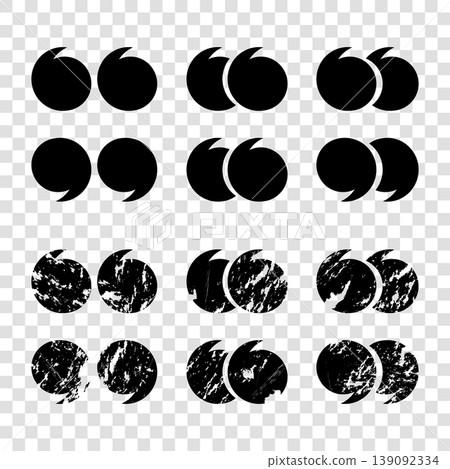 Quote marks collection with grunge texture and solid icons. Vector illustration Quote marks collection with grunge texture and solid icons. Vector illustration 139092334