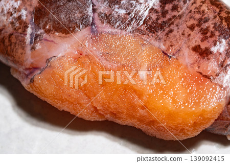 Image of raw cod roe (from true cod) for simmering. 139092415