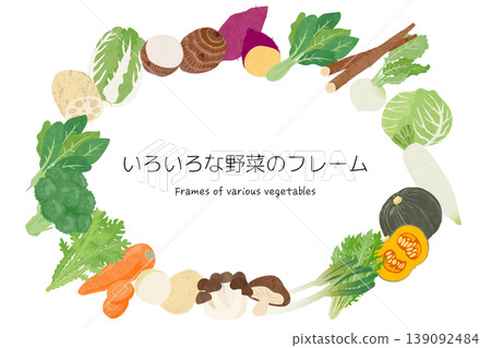 各種蔬菜的邊框插圖 139092484